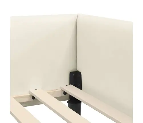 Stūra Gultas Rāmītis Ar Galvas Klāju Krēmkrāsa 100 X 200 Cm Vidaxl