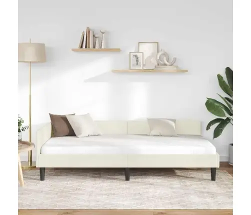 Stūra Gultas Rāmītis Ar Galvas Klāju Krēmkrāsa 100 X 200 Cm Vidaxl