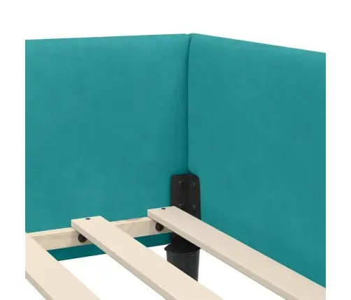 Stūra Gultas Rāmītis Ar Galvas Klāju Tirkīzzila 100 X 200 Cm Vidaxl