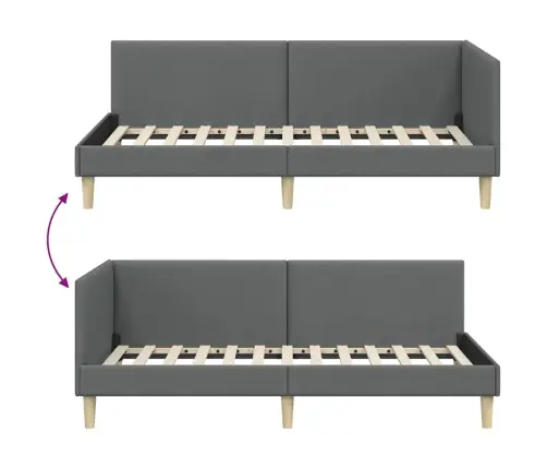 Stūra Gultas Rāmis Cits Tumši Pelēka 80 X 200 Cm Vidaxl