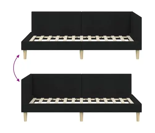 Kampinė Lovos Konstrukcija Su Galvūgalio Juoda 80 Cm X 200 Cm