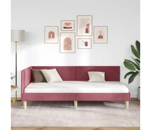 Stūra Gultas Rāmis Cits Ar Galvas Klāju Vīnsarkans 80 X 200 Cm Vidaxl