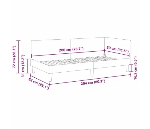 Stūra Gultas Rāmis Cits Ar Galvas Klāju Pelēkbrūna 80 X 200 Cm Vidaxl