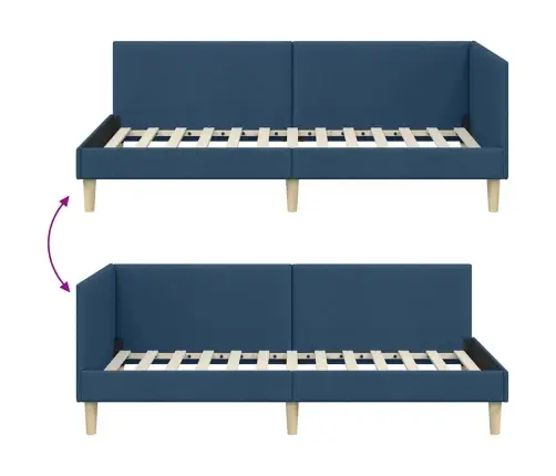 Kampinė Lovos Konstrukcija Mėlyna 80 Cm X 200 Cm Aksomas