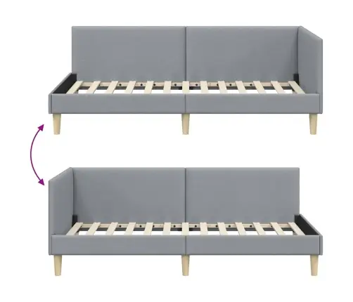 Stūra Gultas Rāmis Cits Gaiši Pelēka 90 X 190 Cm Vidaxl