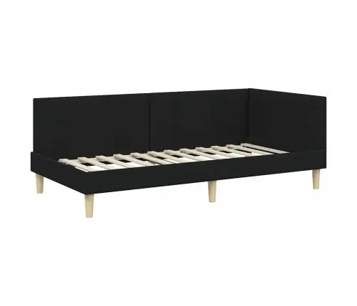 Stūra Gultas Rāmis Cits Ar Galvas Klāju Melna 90 X 190 Cm Vidaxl