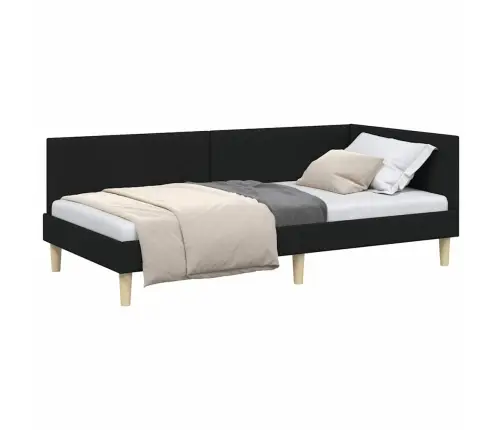 Stūra Gultas Rāmis Cits Ar Galvas Klāju Melna 90 X 190 Cm Vidaxl