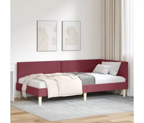 Stūra Gultas Rāmis Cits Ar Galvas Klāju Vīnsarkans 90 X 190 Cm Vidaxl