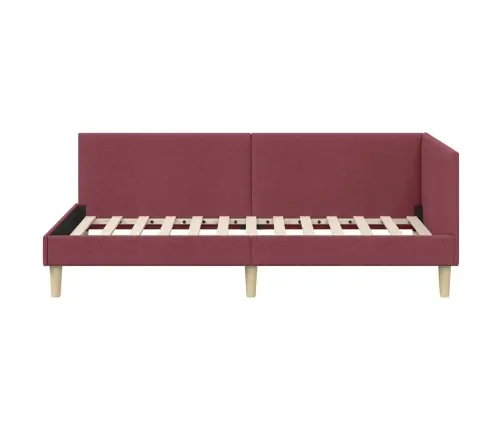 Stūra Gultas Rāmis Cits Ar Galvas Klāju Vīnsarkans 90 X 190 Cm Vidaxl