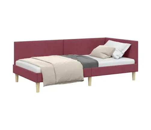 Stūra Gultas Rāmis Cits Ar Galvas Klāju Vīnsarkans 90 X 190 Cm Vidaxl