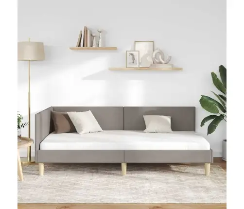 Stūra Gultas Rāmis Cits Ar Galvas Klāju Pelēkbrūna 90 X 190 Cm Vidaxl