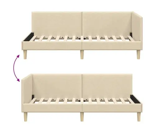 Kampinė Lovos Konstrukcija Su Galvūgalio Kreminė 90 X 190 Cm