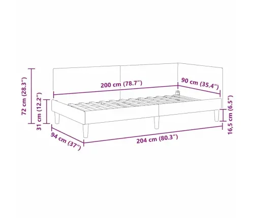 Nurgavoodi Raam Peaga Helehall 90 Cm X 200 Cm Kangas Ja Vineer