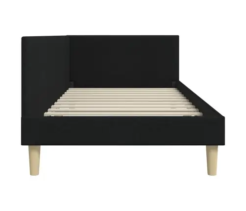 Stūra Gultas Rāmis Cits Ar Galvas Klāju Melna 90 X 200 Cm Vidaxl
