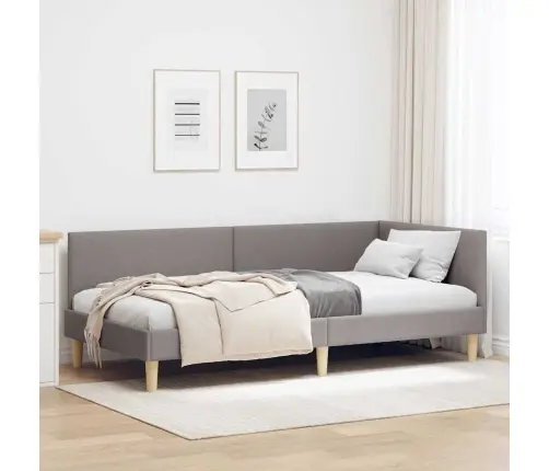 Stūra Gultas Rāmis Cits Ar Galvas Klāju Pelēkbrūna 90 X 200 Cm Vidaxl