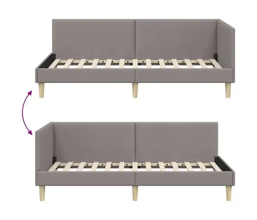 Stūra Gultas Rāmis Cits Ar Galvas Klāju Pelēkbrūna 90 X 200 Cm Vidaxl