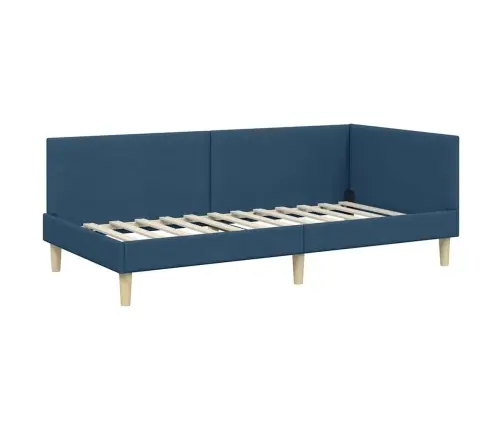 Stūra Gultas Rāmis Cits Ar Galvas Klāju Zila 100 X 200 Cm Vidaxl