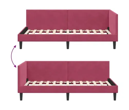 Kampinė Lovos Konstrukcija Vyno Raudona 90 Cm X 190 Cm