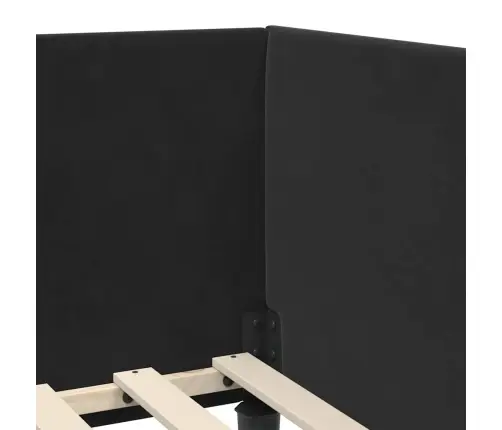 Stūra Gultas Rāmis Melna 90 X 200 Cm Samts Un Inženieru Koks Vidaxl