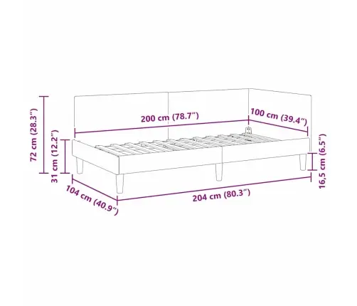 Kampinė Lovos Konstrukcija Vyno Raudona 100 Cm X 200 Cm