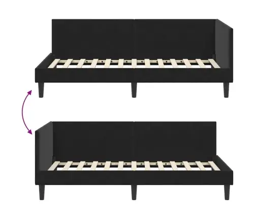 Kampinė Lovos Konstrukcija Juoda 100 Cm X 200 Cm Aksomas