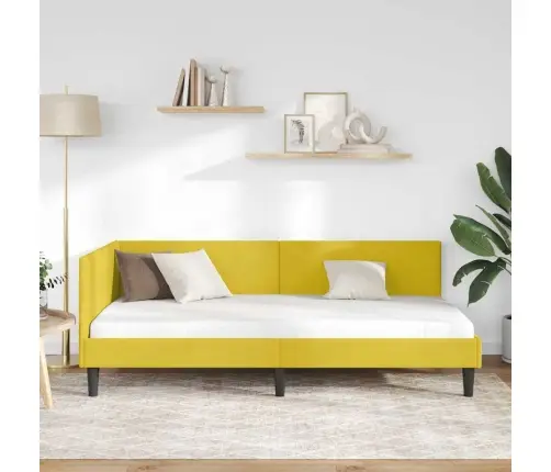 Stūra Gultas Rāmis Cits Ar Galvas Klāju Dzeltena 100 X 200 Cm Vidaxl