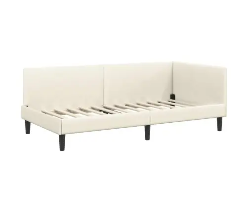 Stūra Gultas Rāmis Cits Ar Galvas Klāju Krēmkrāsa 100 X 200 Cm Vidaxl