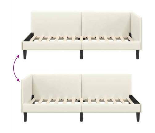 Stūra Gultas Rāmis Cits Ar Galvas Klāju Krēmkrāsa 100 X 200 Cm Vidaxl
