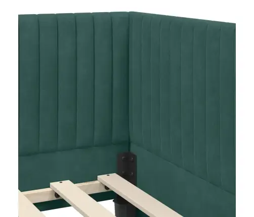 Stūra Gultas Rāmis Ar Galvas Klāju Tumši Zaļa 80 X 200 Cm Samts Vidaxl