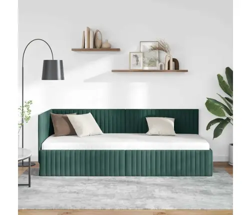 Stūra Gultas Rāmis Ar Galvas Klāju Tumši Zaļa 80 X 200 Cm Samts Vidaxl