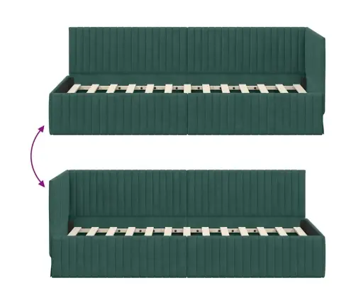 Stūra Gultas Rāmis Ar Galvas Klāju Tumši Zaļa 80 X 200 Cm Samts Vidaxl