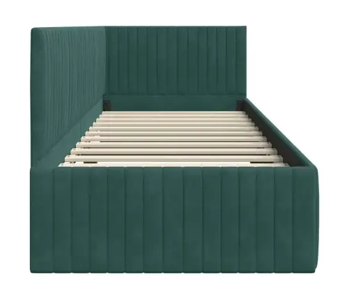 Stūra Gultas Rāmis Ar Galvas Klāju Tumši Zaļa 80 X 200 Cm Samts Vidaxl