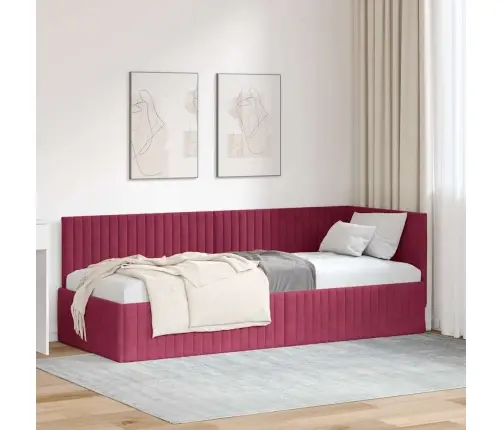 Stūra Gultas Rāmis Ar Galvas Klāju Vīnsarkans 80 X 200 Cm Samts Vidaxl