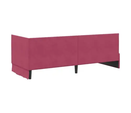 Stūra Gultas Rāmis Ar Galvas Klāju Vīnsarkans 80 X 200 Cm Samts Vidaxl