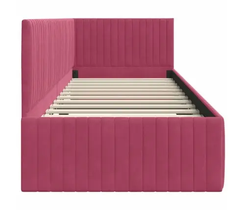 Stūra Gultas Rāmis Ar Galvas Klāju Vīnsarkans 80 X 200 Cm Samts Vidaxl