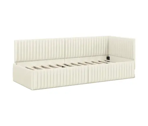 Stūra Gultas Rāmis Ar Galvas Klāju Krēmkrāsa 80 X 200 Cm Samts Vidaxl