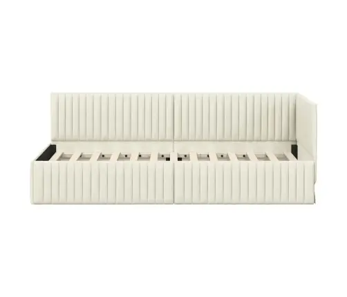 Stūra Gultas Rāmis Ar Galvas Klāju Krēmkrāsa 80 X 200 Cm Samts Vidaxl