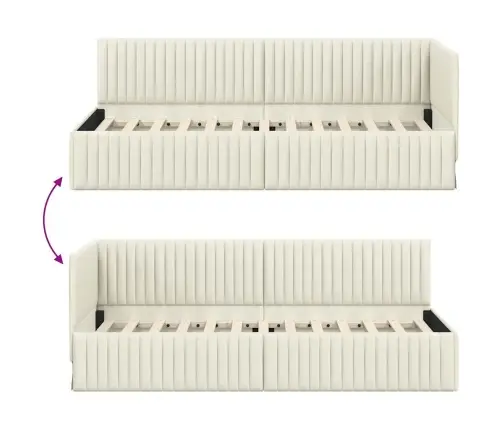 Stūra Gultas Rāmis Ar Galvas Klāju Krēmkrāsa 80 X 200 Cm Samts Vidaxl