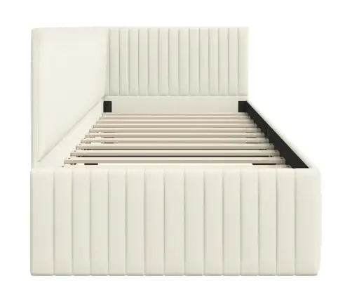 Stūra Gultas Rāmis Ar Galvas Klāju Krēmkrāsa 80 X 200 Cm Samts Vidaxl