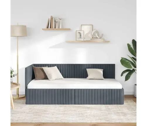 Stūra Gultas Rāmis Tumši Pelēka 90 X 190 Cm Samts Vidaxl