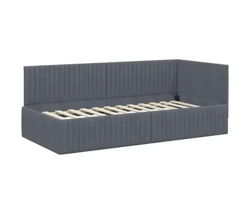 Stūra Gultas Rāmis Tumši Pelēka 90 X 190 Cm Samts Vidaxl