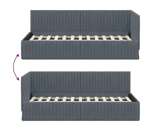 Stūra Gultas Rāmis Tumši Pelēka 90 X 190 Cm Samts Vidaxl