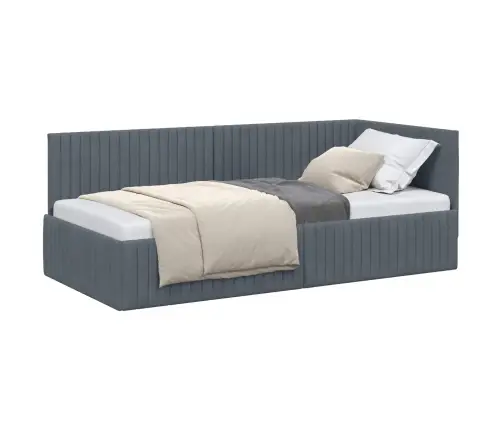 Stūra Gultas Rāmis Tumši Pelēka 90 X 190 Cm Samts Vidaxl