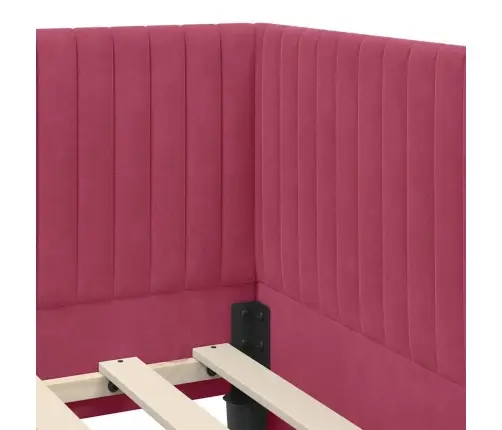 Stūra Gultas Rāmis Ar Galvas Klāju Vīnsarkans 90 X 190 Cm Samts Vidaxl