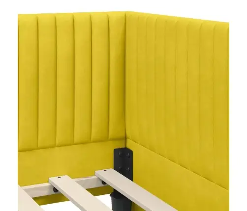 Stūra Gultas Rāmis Ar Galvas Klāju Dzeltena 90 X 190 Cm Samts Vidaxl