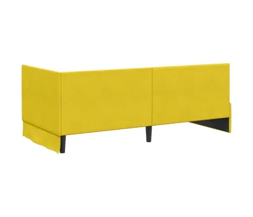 Stūra Gultas Rāmis Ar Galvas Klāju Dzeltena 90 X 190 Cm Samts Vidaxl