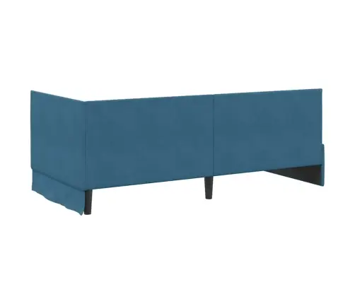 Stūra Gultas Rāmis Ar Galvas Klāju Zila 90 X 200 Cm Samts Vidaxl