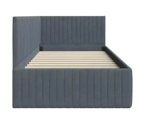 Stūra Gultas Rāmis Tumši Pelēka 90 X 200 Cm Samts Vidaxl