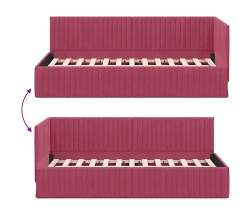 Kampinė Lovos Konstrukcija Vyno Raudona 90 Cm X 200 Cm Aksomas