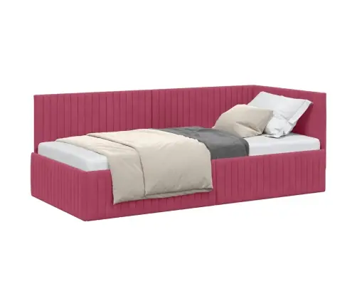 Kampinė Lovos Konstrukcija Vyno Raudona 90 Cm X 200 Cm Aksomas